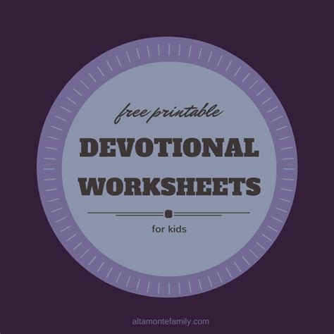 Free Printable Devotional Worksheet For Kids Altamonte