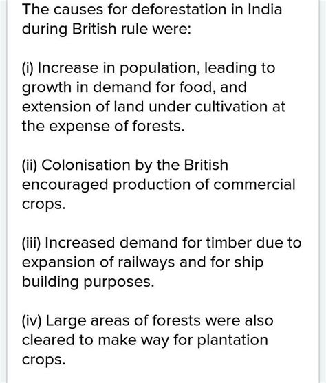 Mention Any Five Reasons For Deforestation In India During Colonial