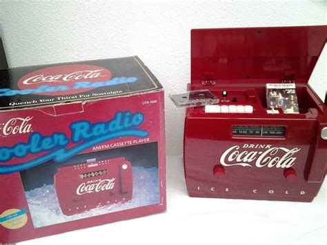 nostalgic intact coca cola cooler radio cassette player ice box version type otr 1949