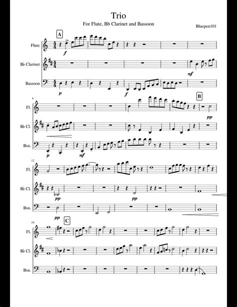 Trio For Flute Bb Clarinet And Bassoon Finished Sheet Music For Flute