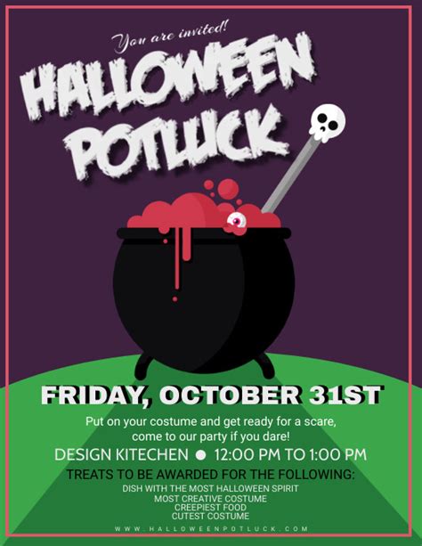 Halloween Potluck Costume Party Poster Design Template Postermywall