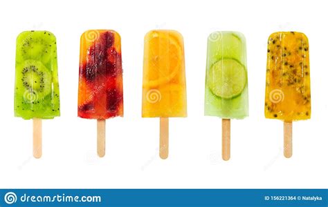 Set Of Fruit Popsicle Isolated On White Stock Photo - Image of kiwi ...