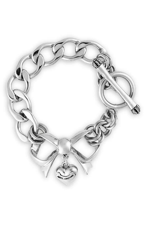 Juicy Couture Bow Starter Charm Bracelet In Silver Lyst