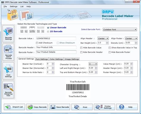 Create Barcode Main Window - Custom barcode labels - Freeware barcode