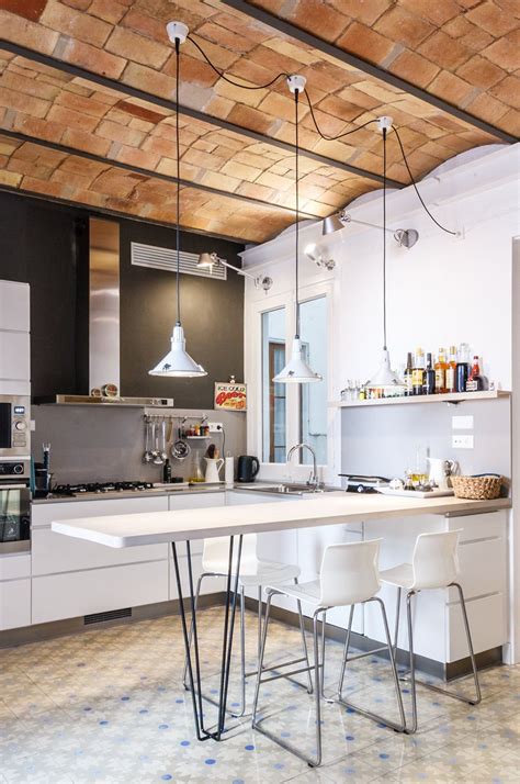 remodelled apartment  barcelona  brick barrel vault