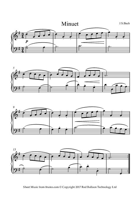 Bach Minuet Sheet Music For Piano