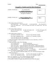 Unit Activity Avogadro S Number And The Mole Worksheet Doc