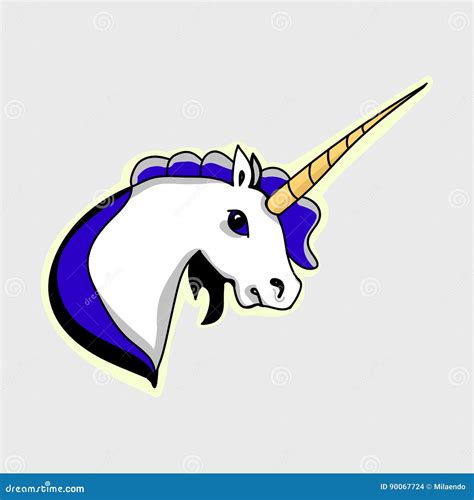 The Head Of The Unicorn Blue Mane Stock Vector Illustration Of
