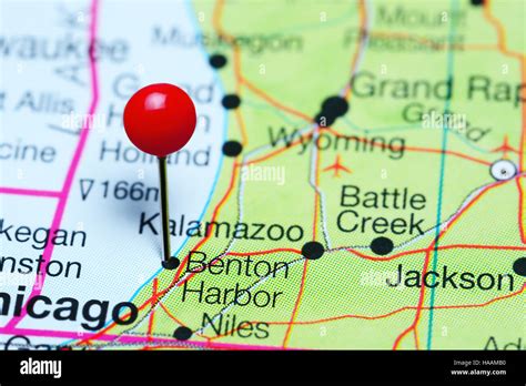 Benton Harbor Pinned On A Map Of Michigan Usa Stock Photo Alamy