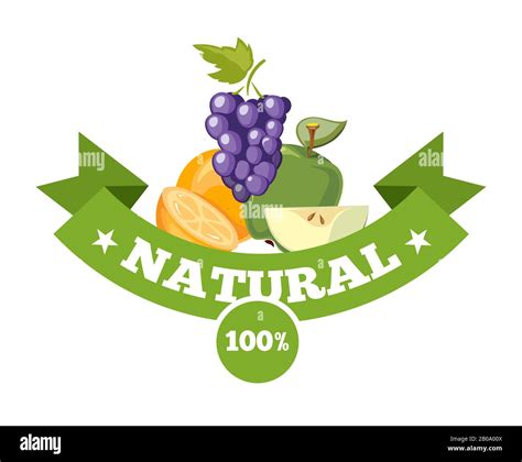Natural Fresh Food Fruits Logo Badge Vector Template Organic Fruits