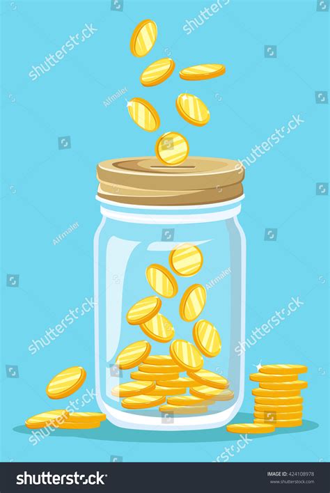 Money Jar Saving Dollar Coin Jar Stock Vector Royalty Free 424108978
