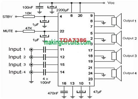 TDA7388 Amplifier Pinout Datasheet Equivalents Circuit 48 OFF