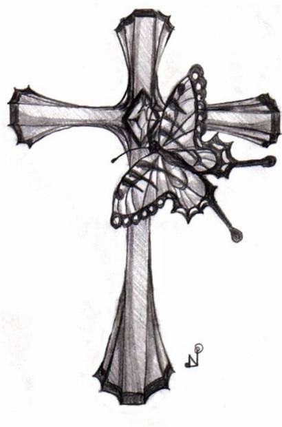 Cross Tattoo Gothic Butterfly Designs Tattoos Clipart