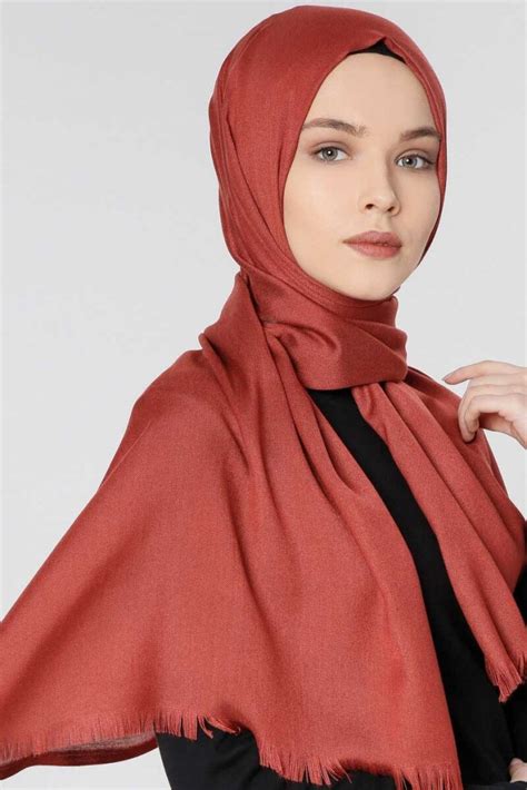 Ece Brick Red Pashmina Hijab From Miss Halima