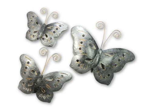 Metal Butterfly Wall Art Sliver Set Of 3 Uk