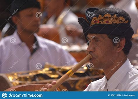 Balinese Gamelan Orchestra Playing Traditional Music In Bali Indonesia