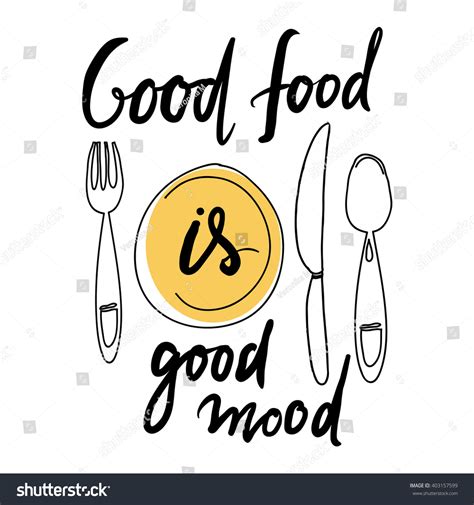 Good Food Good Mood Hand Lettering Stock Vector Royalty Free