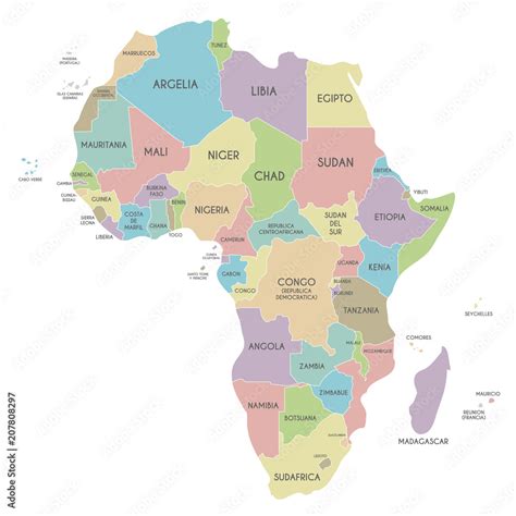 Political Africa Map Vector Illustration Isolated On White Background