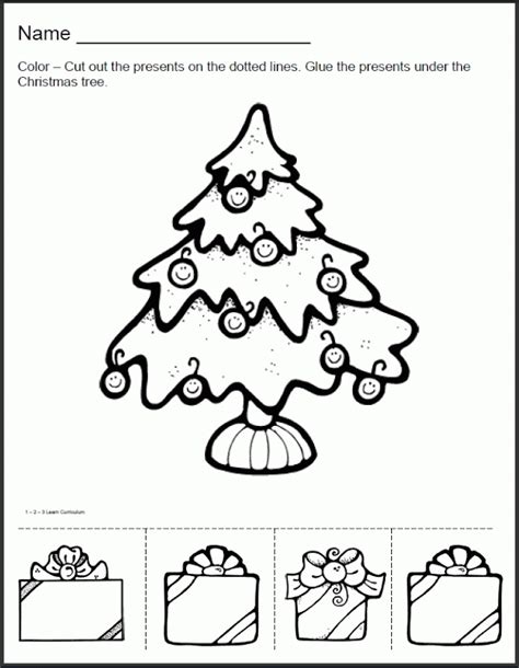 Count the snowballs in each silly snowman, then cut and paste the number that matches. Christmas Tree Worksheets - Coloring Home