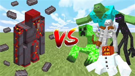 Netherite Golem Vs All Mutant Creatures In Minecraft Minecraft Mob