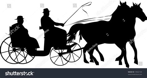 Horse Carriage Silhouette Isolated On White Stock Illustration 19942135
