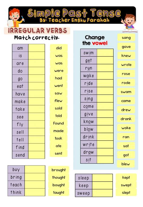 simple past tense regular irregular verbs worksheet quizalize