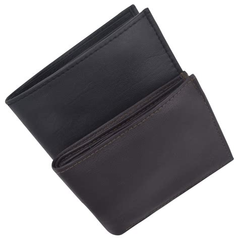 Genuine Lambskin Soft Leather Bifold Mens Wallet With Inner Zipper 11