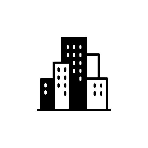 City Town Urban Solid Line Icon Vector Illustration Logo Template
