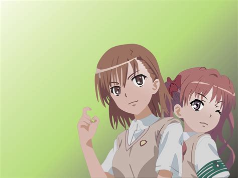 2girls Bow Browneyes Brownhair Longhair Misakamikoto Schooluniform Shiraikuroko Shorthair