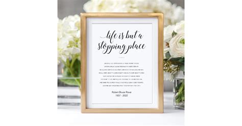 Life Is But A Stopping Place Memorial Poem Poster Zazzle