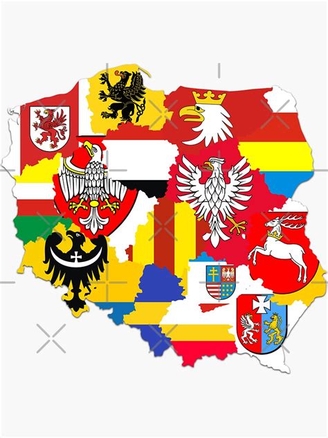 Polish Regions Flags Map Poland Flagmap Sticker For Sale By