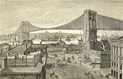 Brooklyn Bridge New York United States Of America In The 19th Century