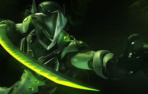 Wallpaper Rendering Sword Mask Ninja Overwatch Genji Genji