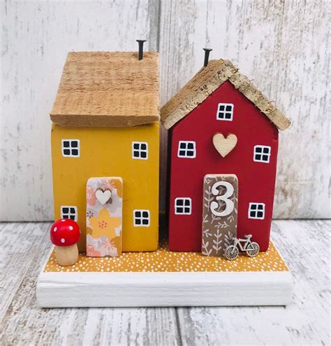 Autumn Cottages Wooden Houses Autumn Decor Wood Fall Etsy Small