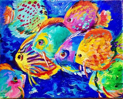 Colorful Fish Acrylic Painting Tutorial Abstract Fish Painting Fish