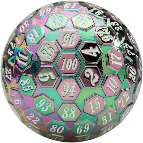 Giant Metal Polyhedral D100 Dice 45mm Prismatic Spray Whizz Dice