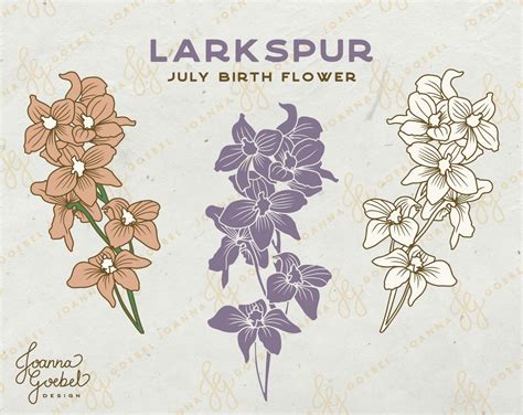 Larkspur Svg July Birth Flower Svg Layered Flower Svg Retro Etsy Israel