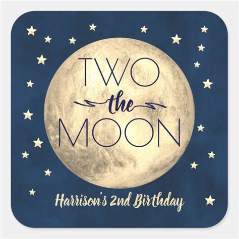 Two The Moon 2nd Birthday Square Sticker