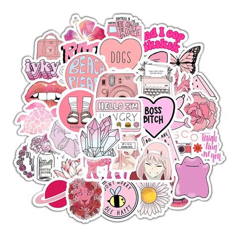 Bubblegum Pink Random Sticker Set - Cute Aesthetic Girlish ...