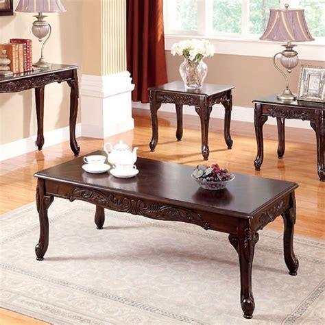 Cm4914ch 3pc 3 Pc Cheshire Dark Cherry Finish Wood Coffee And End Table