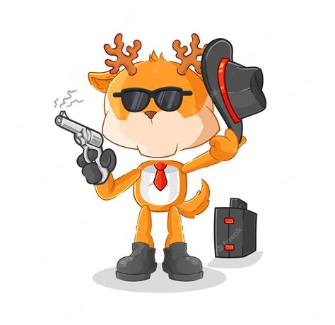 Premium Vector Deer Mafia With Gun Character Cartoon Mascot Vector