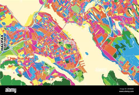 Colorful Vector Map Of Halifax Nova Scotia Canada Art Map Template