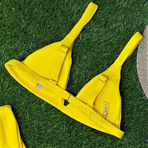 Yellow High Leg Bikini Set Swimwear India