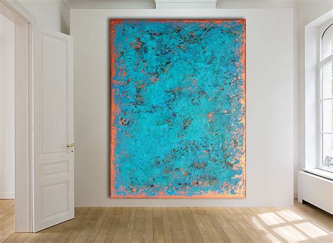 Original ABSTRACT PAINTING Custom Painting Large Canvas Art Turquoise ...