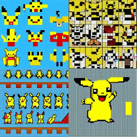 Pikachu Pixel Art Sprite Sheet Game Assets Stable Diffusion Openart