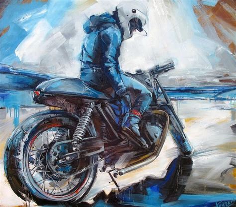 A Painting Of A Person On A Motorcycle