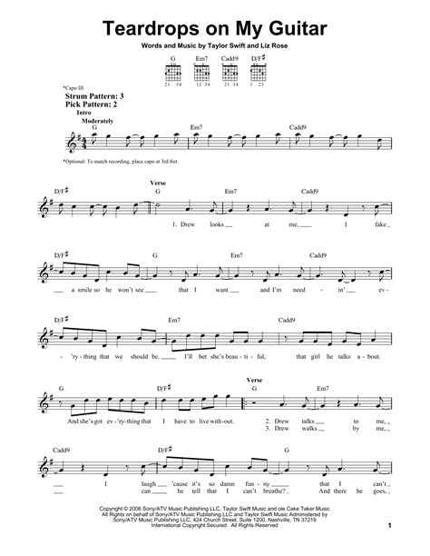 Teardrops On My Guitar By Taylor Swift Easy Guitar Guitar Instructor