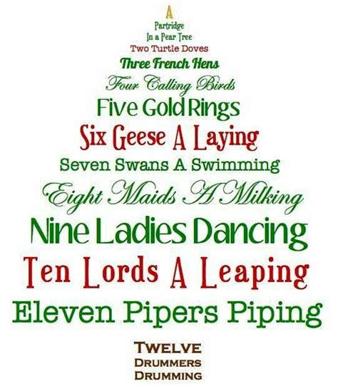Printable Lyrics 12 Days Of Christmas