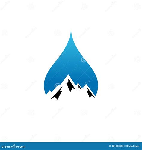 Natural Water Logo Design With Water Drop And Mountain Vector