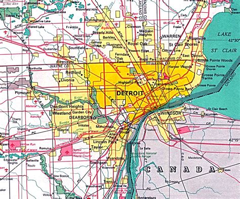 Map of Detroit, Detroit Map, Detroit Street Map, Detroit Area Map